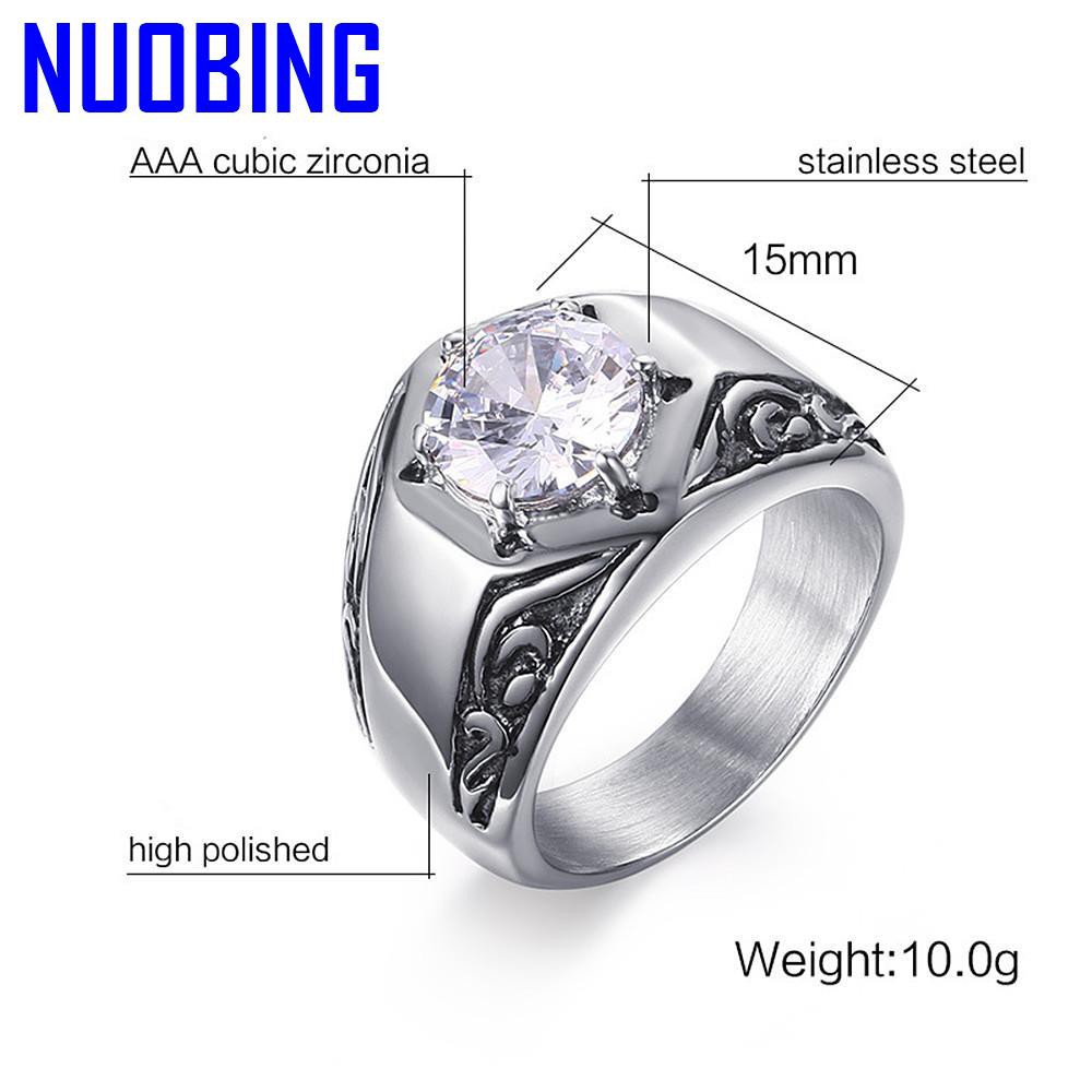 Vintage Carving Aaa Zircon Diamonds Gemstones Rings For Men Stainless Steel Jewelry Bijoux Bague Fashion Accessory Gifts Wedding|Rings|