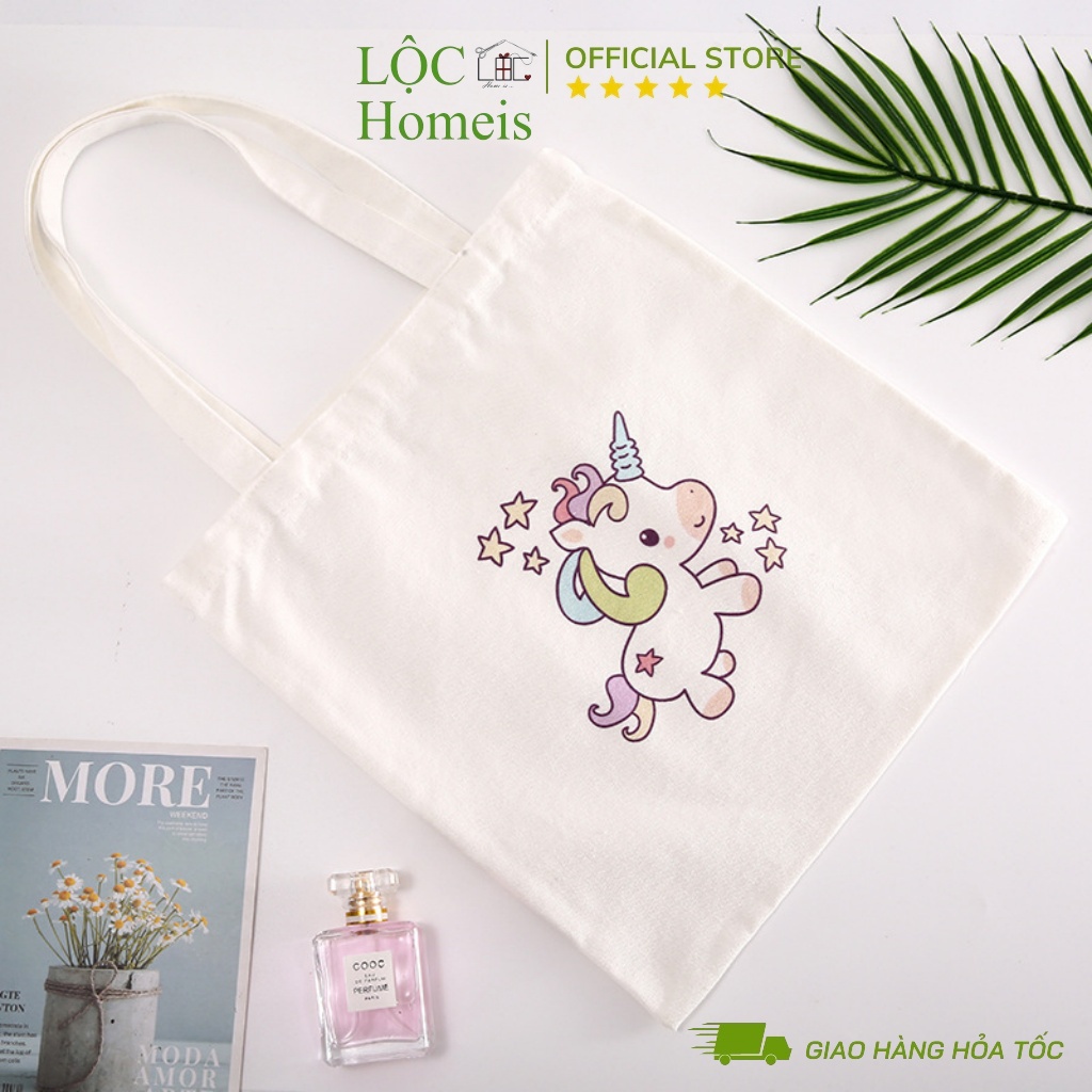 Túi Tote Vải Canvas (Vải Bố) Có Khóa Kéo Dùng Để Thêu, Vẽ Size 33x36 cm