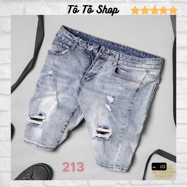 Quần Short Nam Rách❤️FREESHIP❤️ Quần Short Bò Nam Cao Cấp - Sọt Jean Co Giãn Mẫu Mới Hàng VNXK Tô Tồ Shop - QSJN07