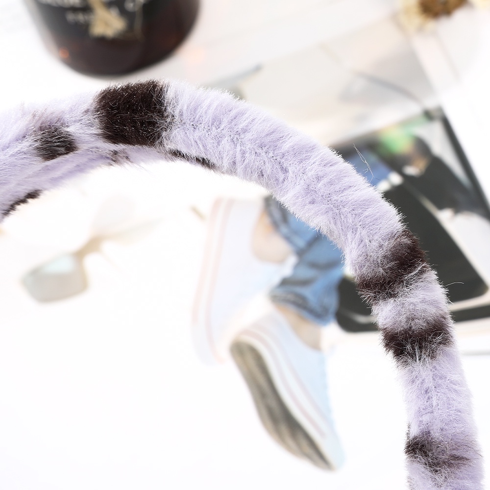 Cài tóc HAIMEIKANG bằng lông nhung họa tiết da báo chống trượt thời trang thu đông độc đáo