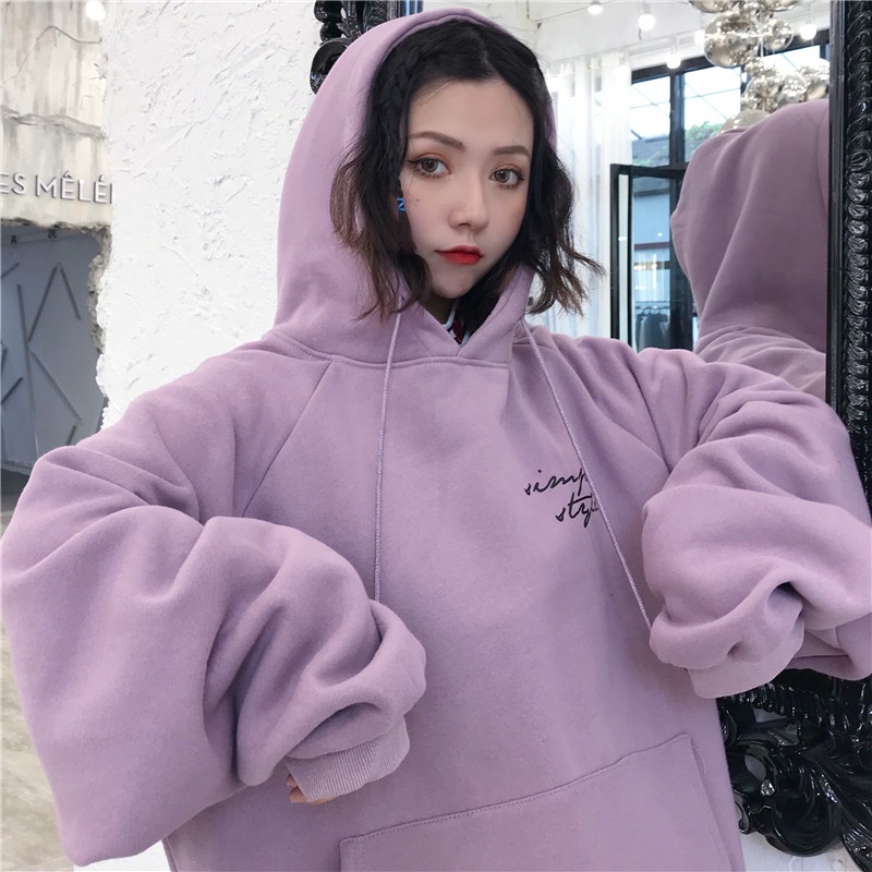 Áo hoodie nữ form rộng dài vải nỉ chất đẹp giá rẻ không xù lông hàng quảng châu BST ao thu đông unisex Ulzzang