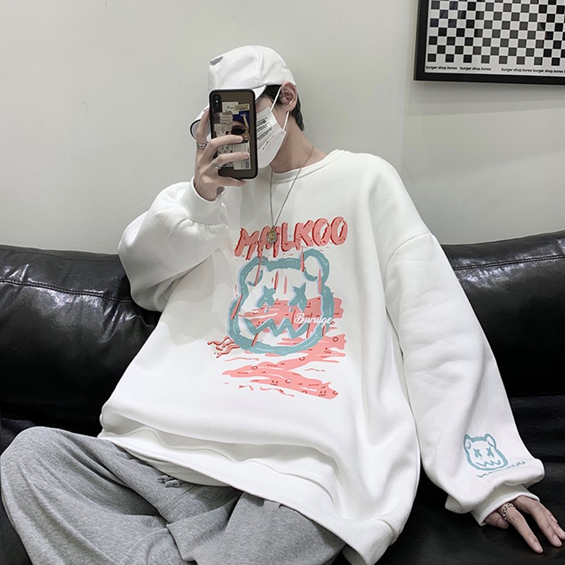 Áo sweater nam nữ in hình mặt gấu siêu chất. áo sweater form rộng