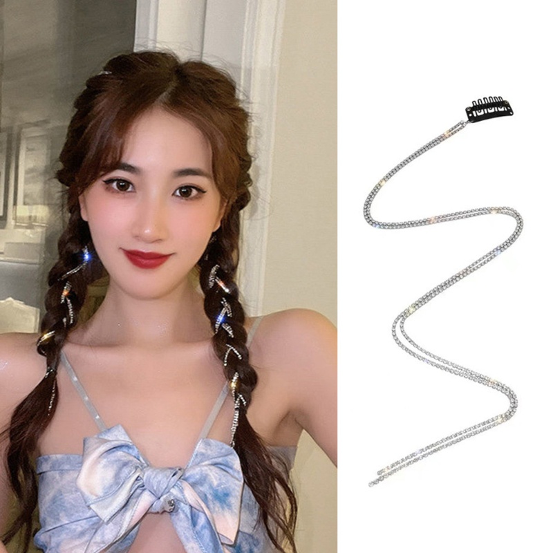 Kẹp Tóc Đuôi Ngựa Dạng Chuỗi Hạt Pha Lê Lấp Lánh