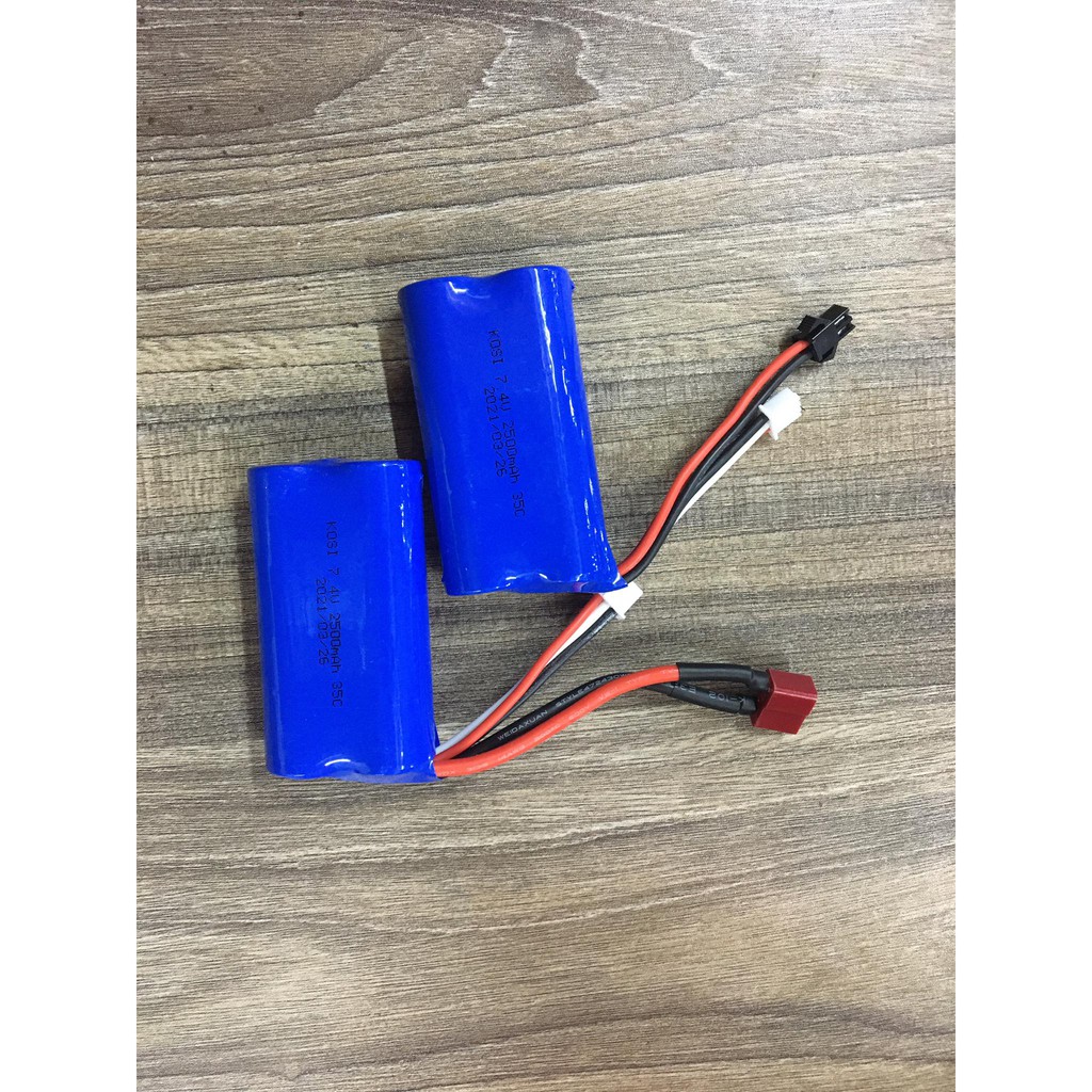 Pin Lion Kosi 2S 7.4V 2500mah jack T giắc SM dùng cho xe điều khiển, tàu thuyền, cano, pin 7,4v 1200mah Jack SM giắc T
