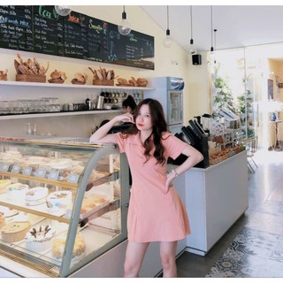 ĐẦM BODY CỔ POLO HỒNG ĐEN