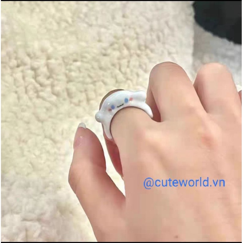 Nhẫn Chó Cinnamoroll và Mèo Kuromi Kitty Sắc Màu
