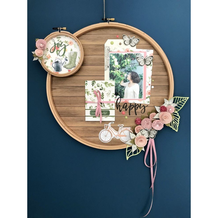 D15-40cm Khung thêu tre khung tre decor vintage đa năng