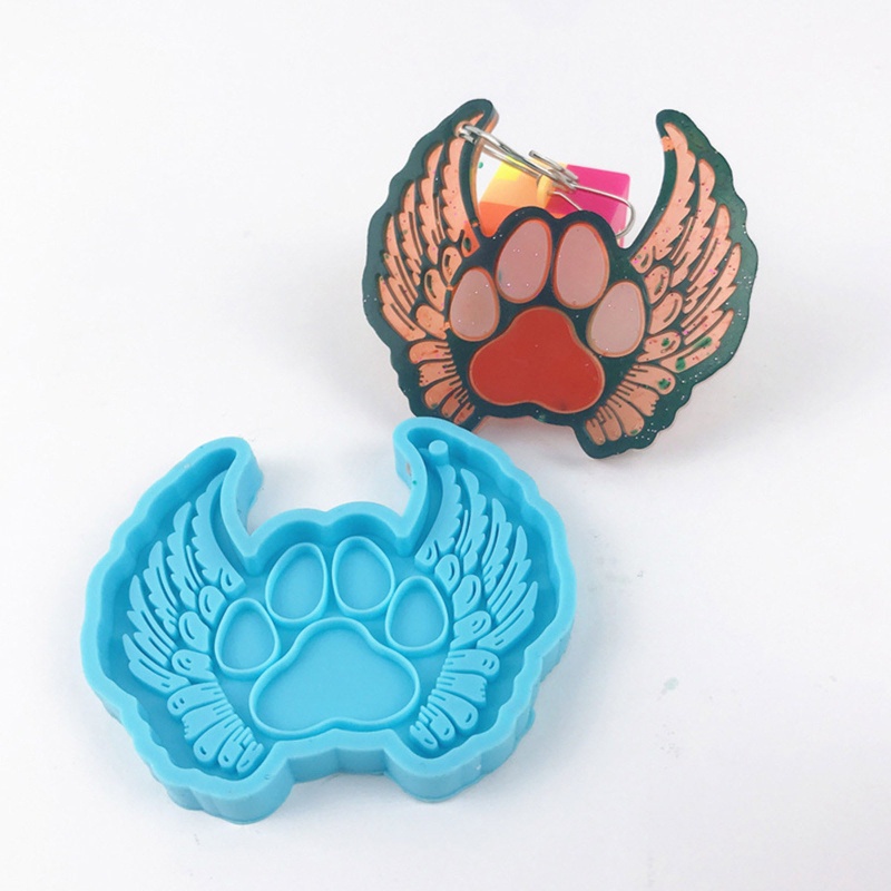 Set 4 Khuôn Silicone Làm Móc Khóa Hình Đôi Cánh Thiên Thần Đáng Yêu