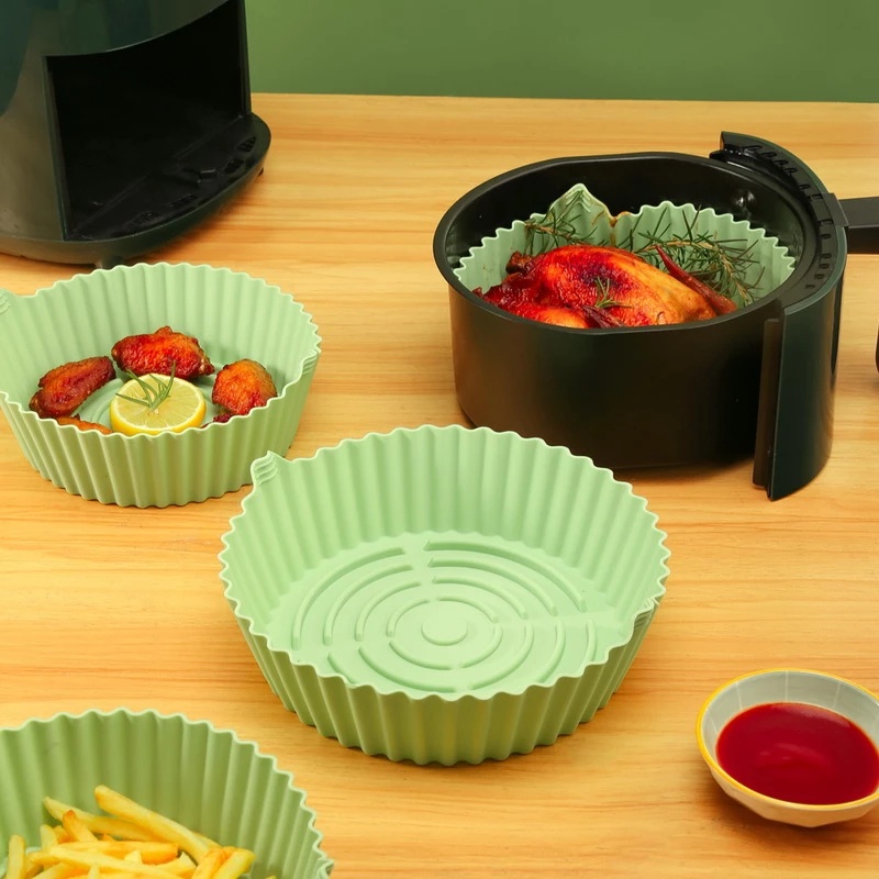 Khay Silicone Tròn Lót Nồi Chiên Không Dầu Tái Sử Dụng Tiện Lợi