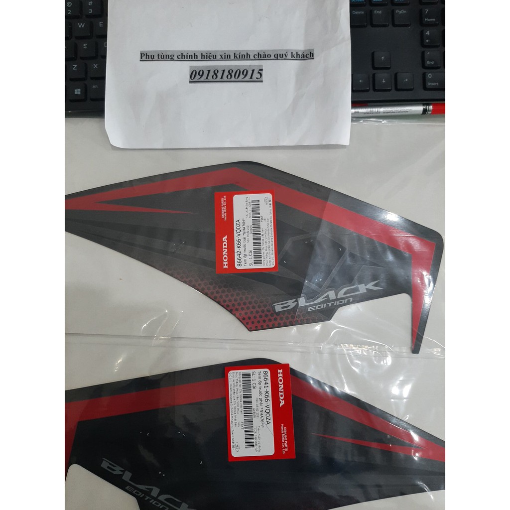 Tem BLACK Bên Yếm AirBlade Đen Mờ 2019 CHÍNH HÃNG HONDA