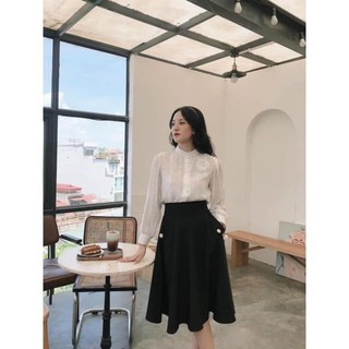 Chân váy xòe đầu gối thiết kế 2 túi sườn, thời trang trẻ trung