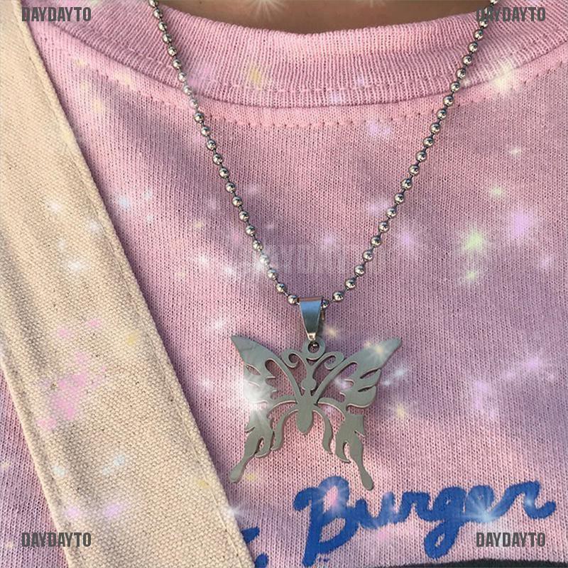 Vòng cổ Mặt Hình Bướm Bằng Thép Không Gỉ Thời Trang Cho Nam Nữ