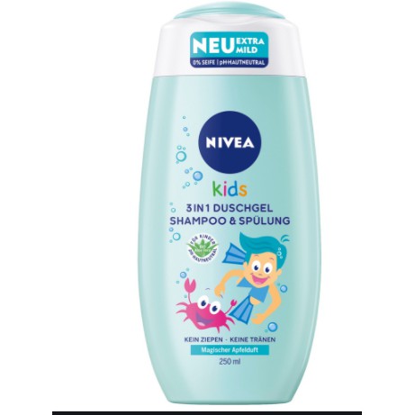 Sữa Tắm Nivea  Kids 3 in 1 Duschgel & Shampoo Apfelduft 250 ml