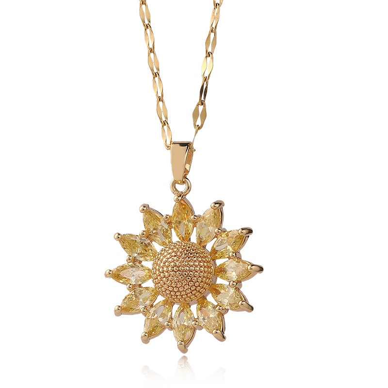 Vòng cổ Mặt Hoa Hướng Dương Đính Đá zircon Thời Trang