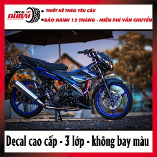 Tem Trùm Satria F150 Xanh Bạc Đen