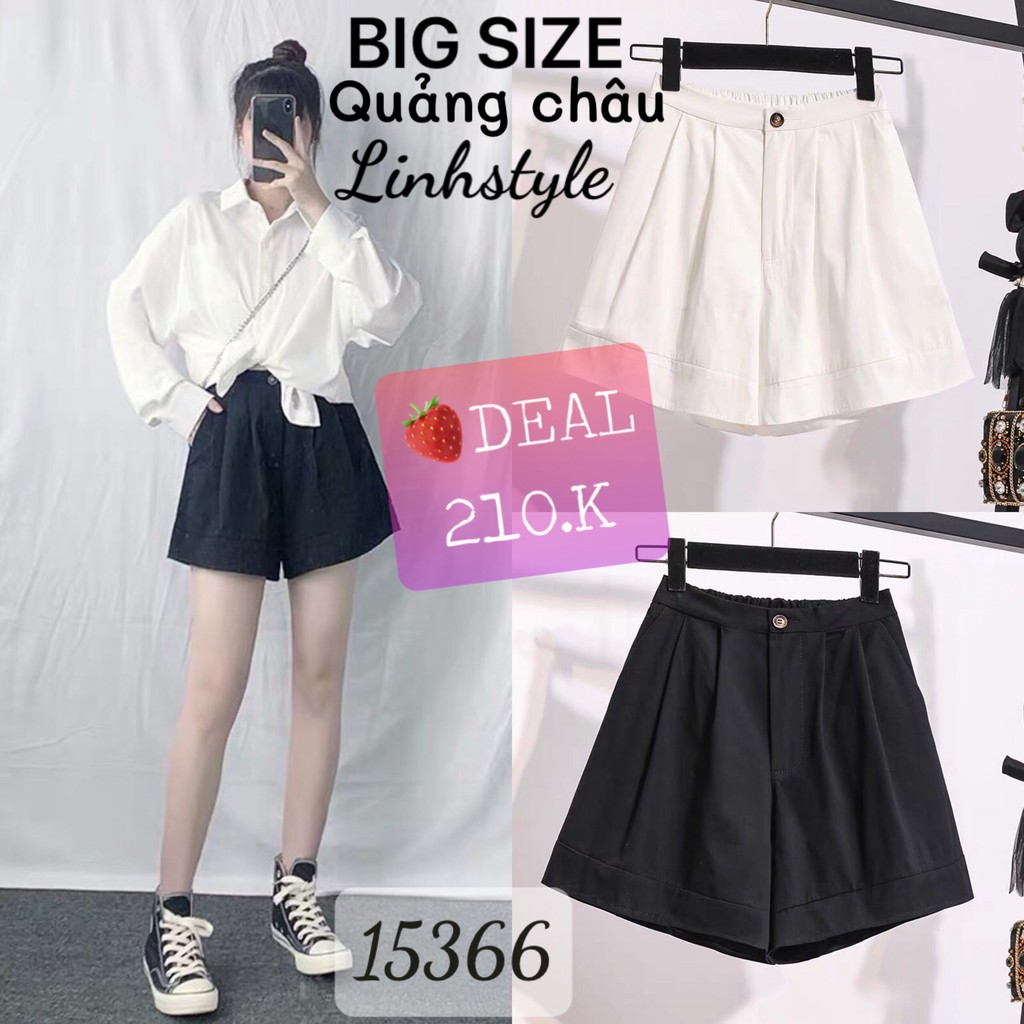 15366 - Trắng-XL,2x,3x,4x,5x,Đen-3x,4x,5x  - Quần BIG SIZE short váy lưng thun 2 túi