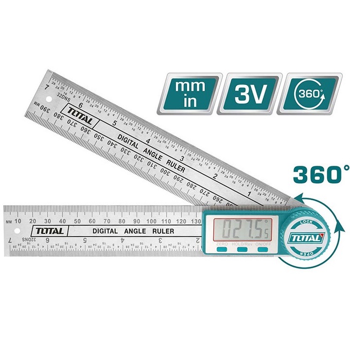 Thước đo góc kỹ thuật số Total TMT333601 - chuyển đổi hệ mét - inch linh hoạt