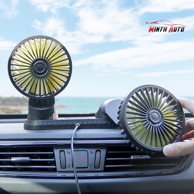 [ Hàng mới về ] quạt đôi mini 12v cắm tẩu usb trên ô tô - quạt siêu mát cực thơm Minh Thu Auto | BigBuy360 - bigbuy360.vn