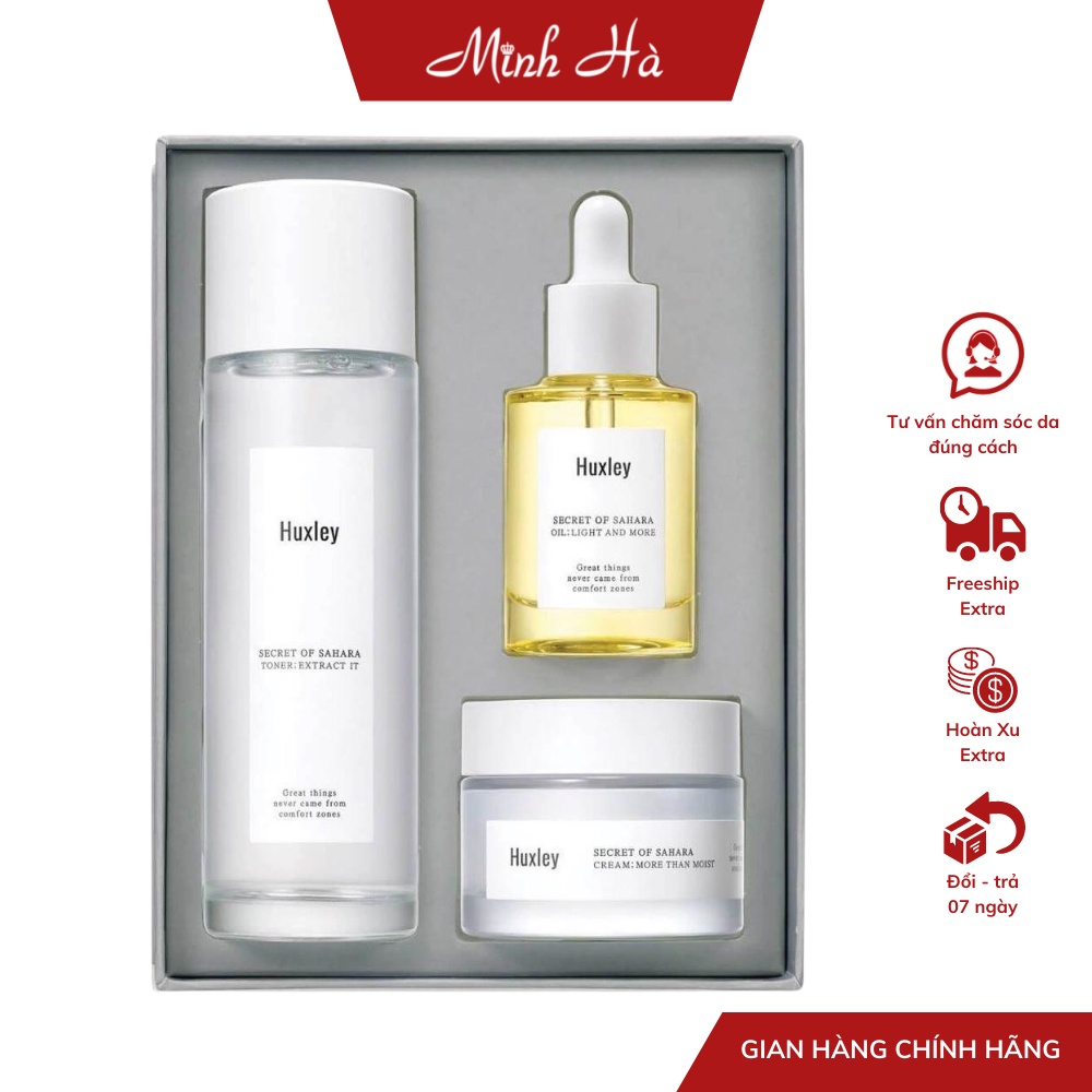 Set dưỡng da Huxley Extra Moisture Trio Set giúp dưỡng ẩm tối ưu dành cho da khô