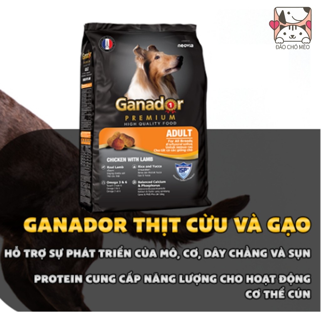 Thức ăn cho chó Gói 3KG Thức ăn cho chó giàu dinh dưỡng mượt lông tăng cân Ganador - FIB's - adult - puppy- Đảo Chó Mèo