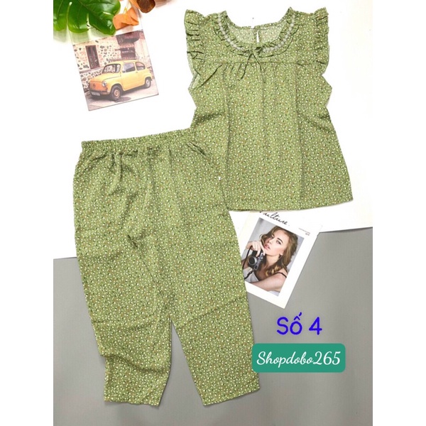 Đồ bộ nữ,đồ ngủ mặc nhà lửng 9 tấc vải lụa mango BL 54 họa tiết hoa nhí siêu cute size đại 61-70kg.