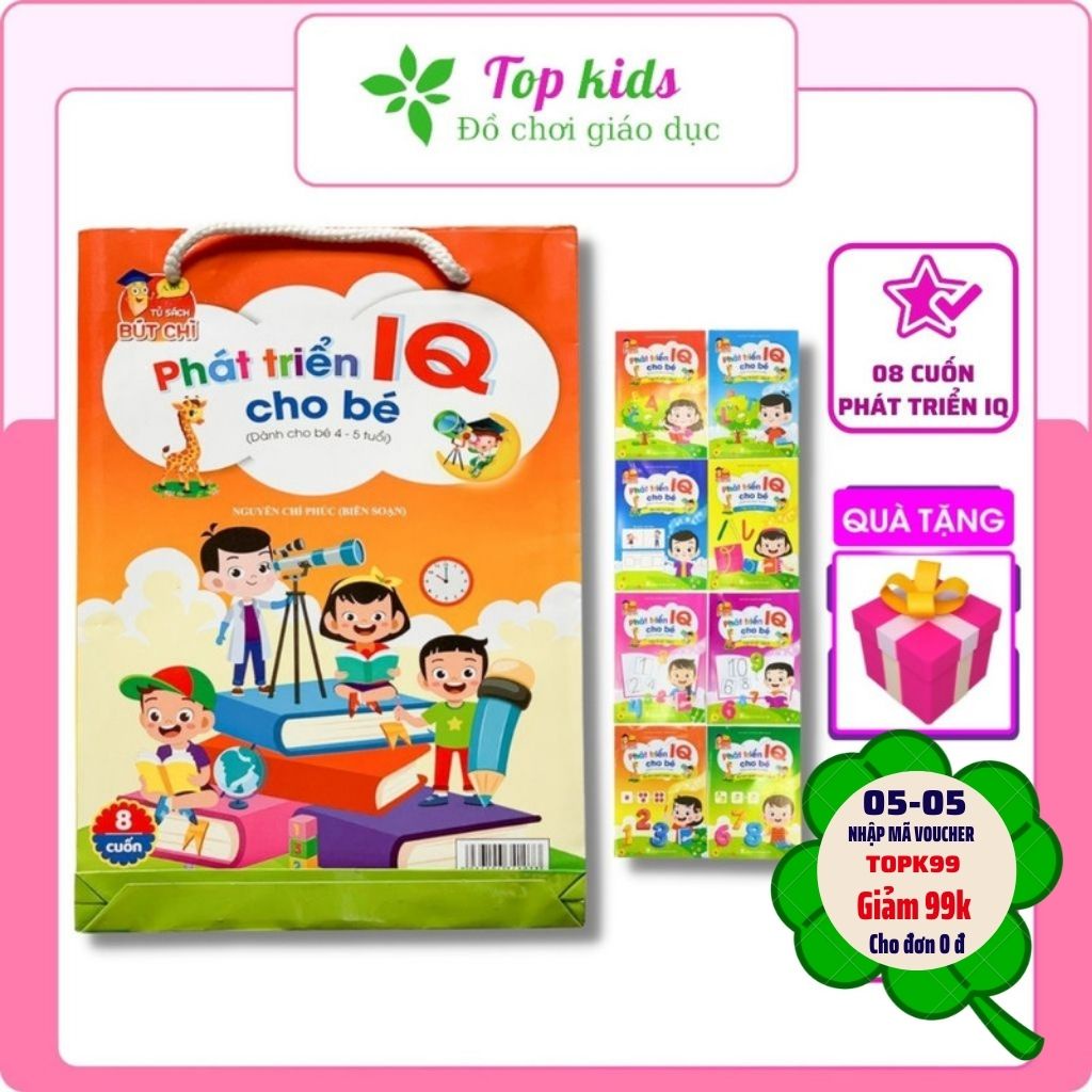 Bộ Phát Triển IQ Cho Bé 3 4 5 tuổi Combo 8q giúp bé thông minh phát triển trí tuệ TOPKIDS