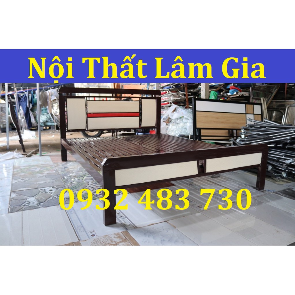 Giường sắt ngủ đẹp - giường sắt hộp 1m6x2m HCM