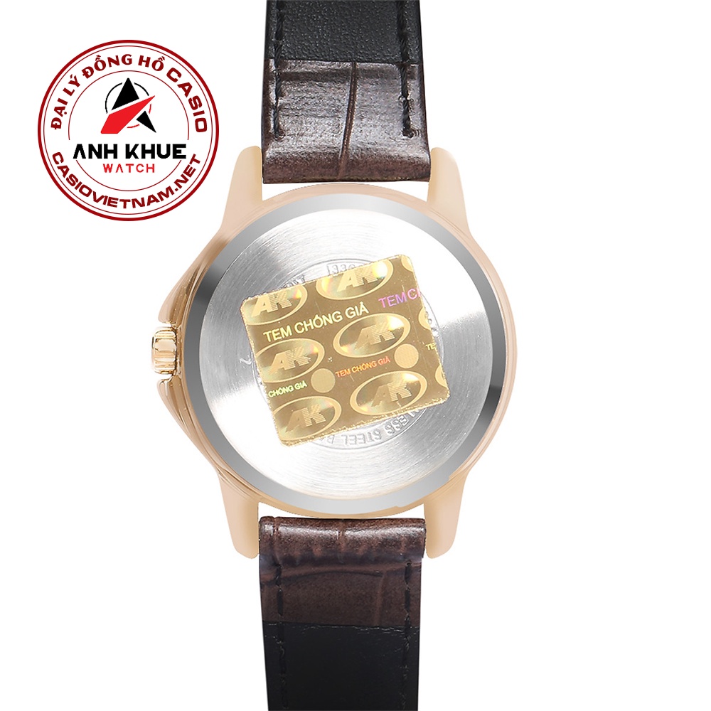 Đồng Hồ Casio Nữ LTP-V004GL-9AUDF | Dây Da | 3 Kim | Viền Vàng | Chống Nước