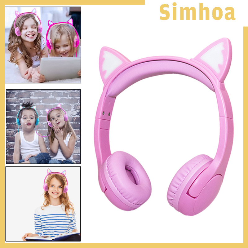 [SIMHOA]Cat Ear Kids Headphones with Micophone Safe Wired for School Online Learning