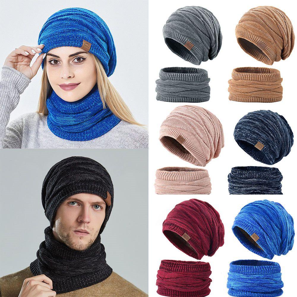 Set Mũ Len Kèm Khăn Choàng Dày Dặn Thời Trang Cho Nam Và Nữ