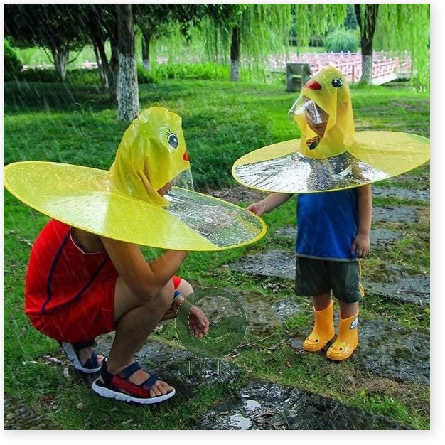 ÁO MƯA CHÚ VỊT UFO NÓN VÀNH RỘNG CHO BÉ SIÊU DỄ THƯƠNG