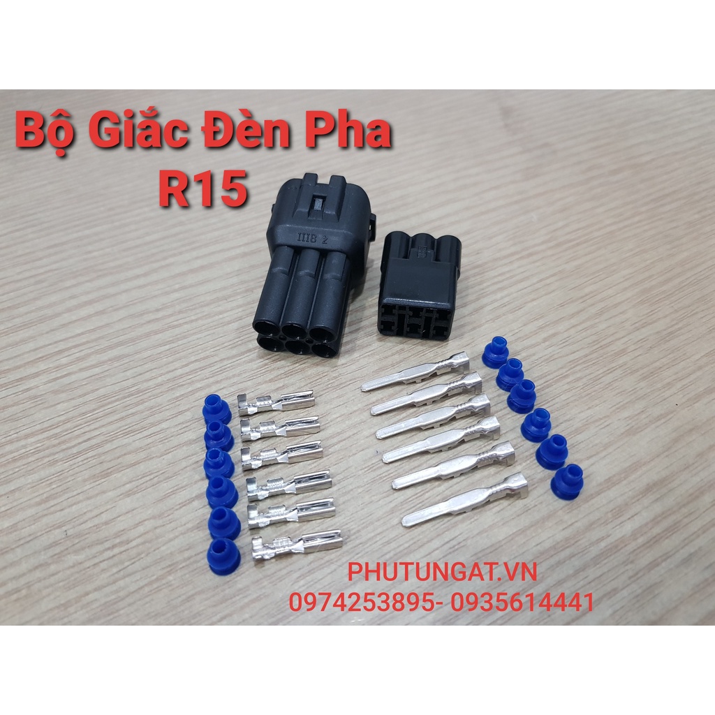 Bộ Giắc Đèn Pha Xe R15 Jack 6 lỗ 6P Chống Nước AT215