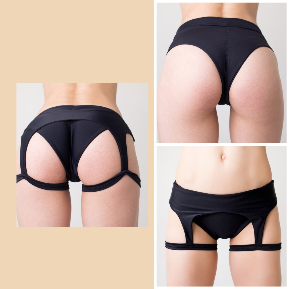 Combo quần booty short chun mông + đai dây nịt đùi tập twerk, pole dance, exotic, sexy