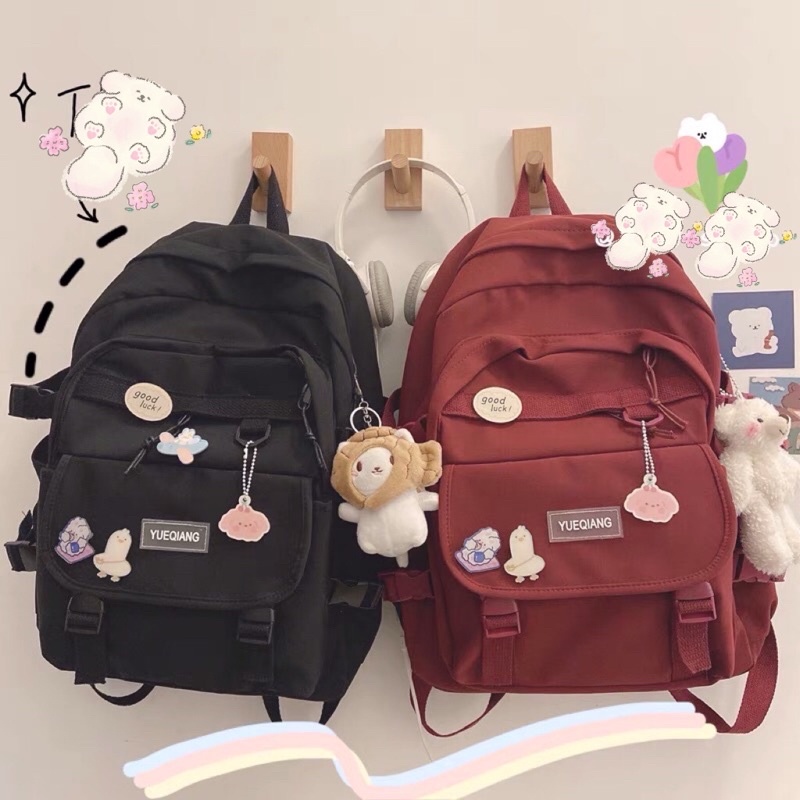 Balo học sinh đi học Yue dày dặn 2 lớp tặng kèm stickeri