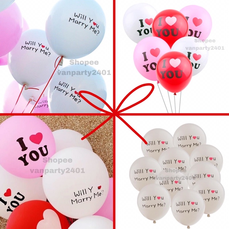 Bóng in chữ I Love You/ Bóng in chữ Will You Marry Me trang trí tiệc cưới, cầu hôn, party, sinh nhật…