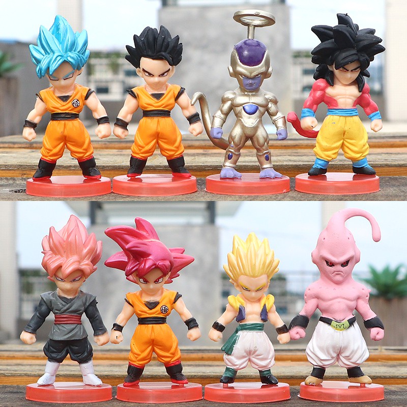 Mô Hình Dragon Ball - Bộ 8 Mô Hình Dragon Ball Chibi Dễ Thương - Có Giá Đỡ