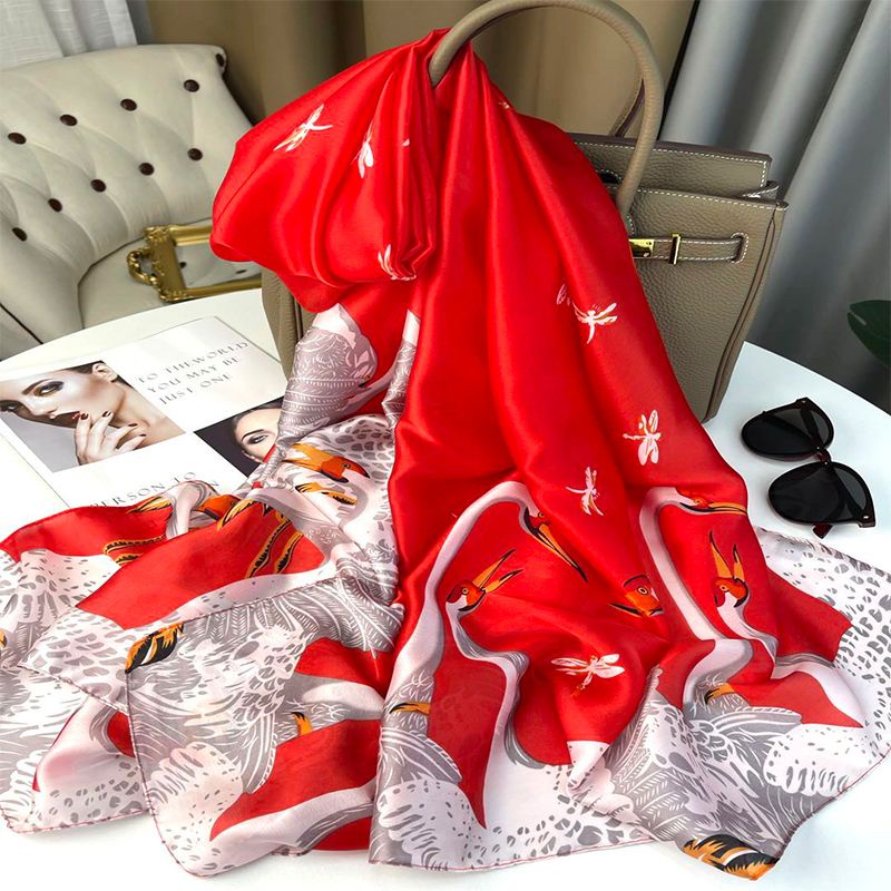 Khăn Choàng Lụa Satin Cao Cấp Chống Nắng In Họa Tiết Thời Trang Cho Nữ
