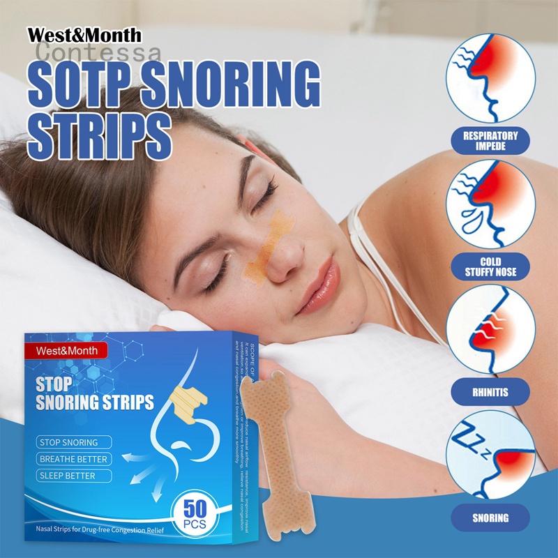Bộ 50 Miếng Dán Mũi Chống Ngáy Thoáng Khí Tốt Cho Người Lớn Và Trẻ Em