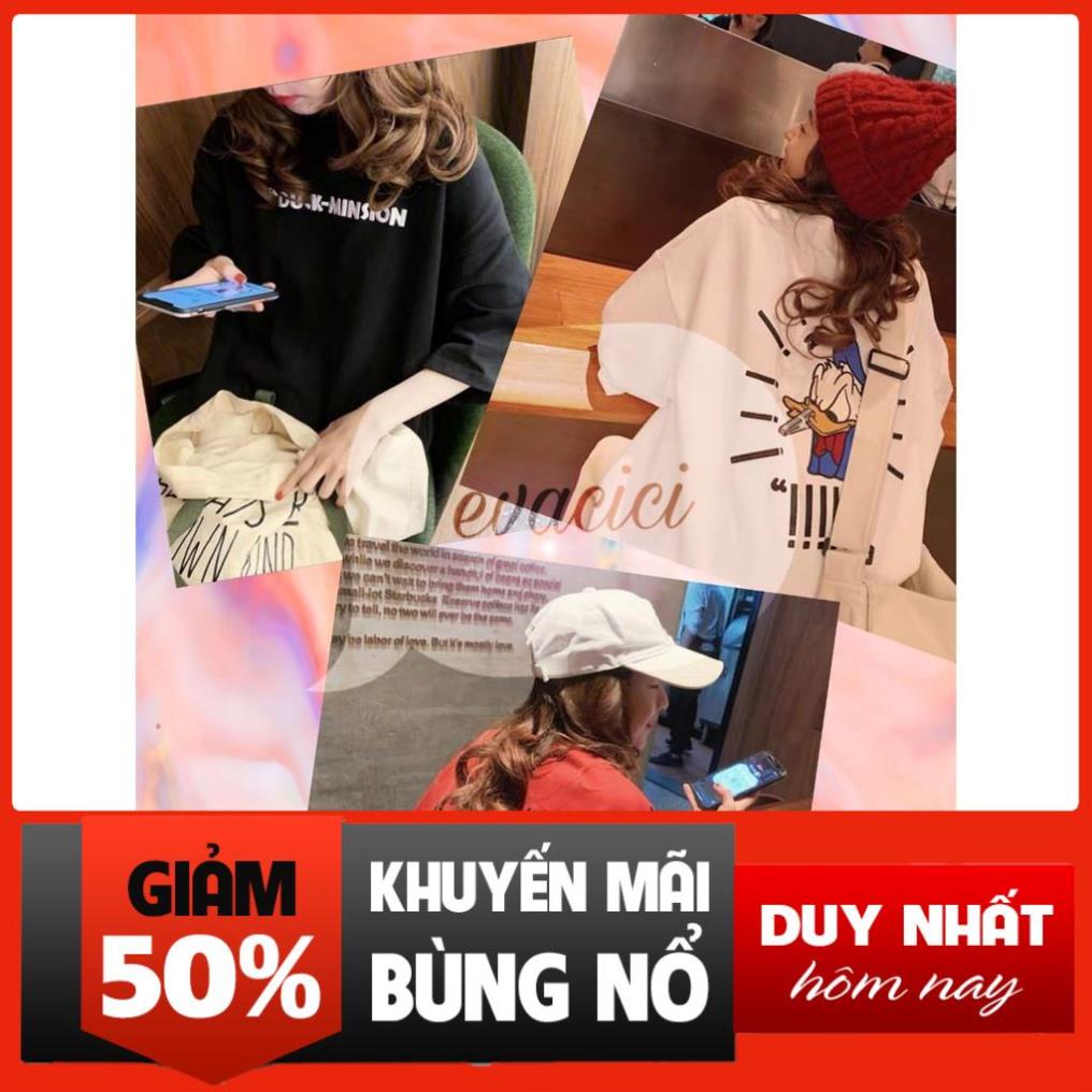 {EVACICI }Áo phông áo thun chữ Form Thụng Tay Lỡ, Áo thun Ulzzang Unisex form rộng in hình vịt 2 mặt đáng yêu *