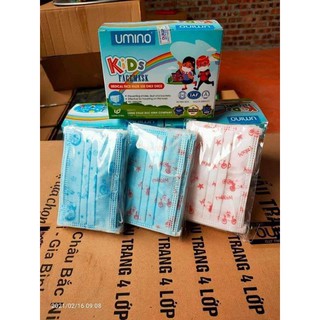 Khẩu trang trẻ em y tế hộp 50c đóng túi 10c