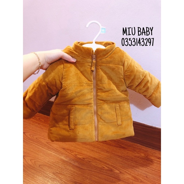 Áo khoác nhung lót cotton dày dặn bé trai du xin