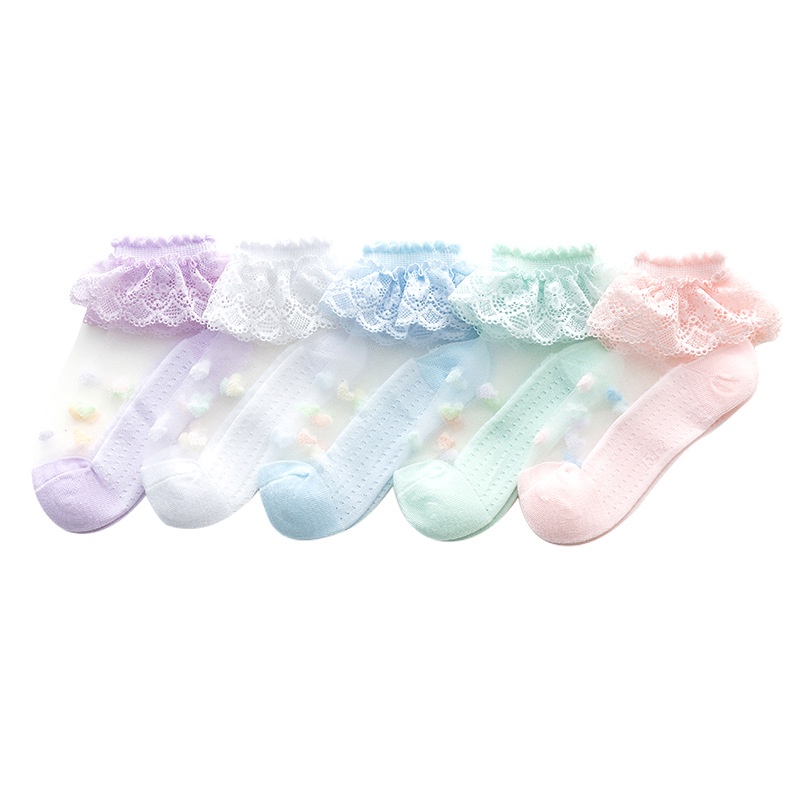 Set 5 Đôi Vớ Ren Mỏng Thoáng Khí Thời Trang Mùa Hè Cho Bé Gái