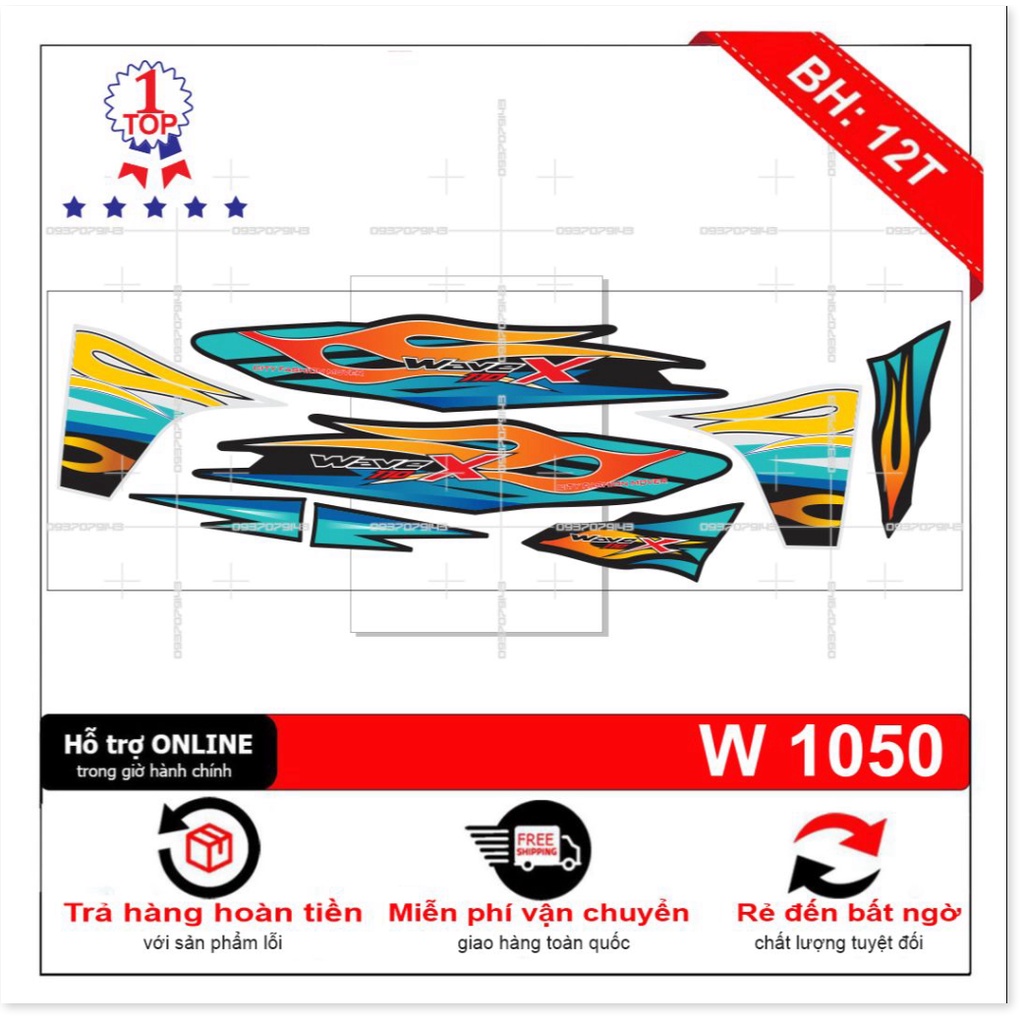 ( Quí khách vui lòng mang ra tiệm cho thợ dán ) Tem wave X 110 2017 đen