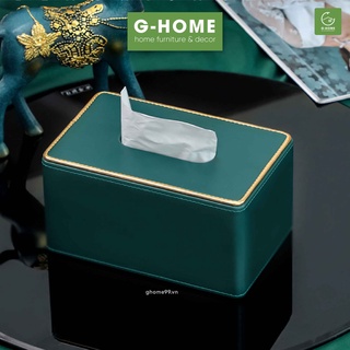 Hộp đựng khăn giấy Ghome nhiều ngăn bọc da cao cấp sang trọng và thanh lịch HG04