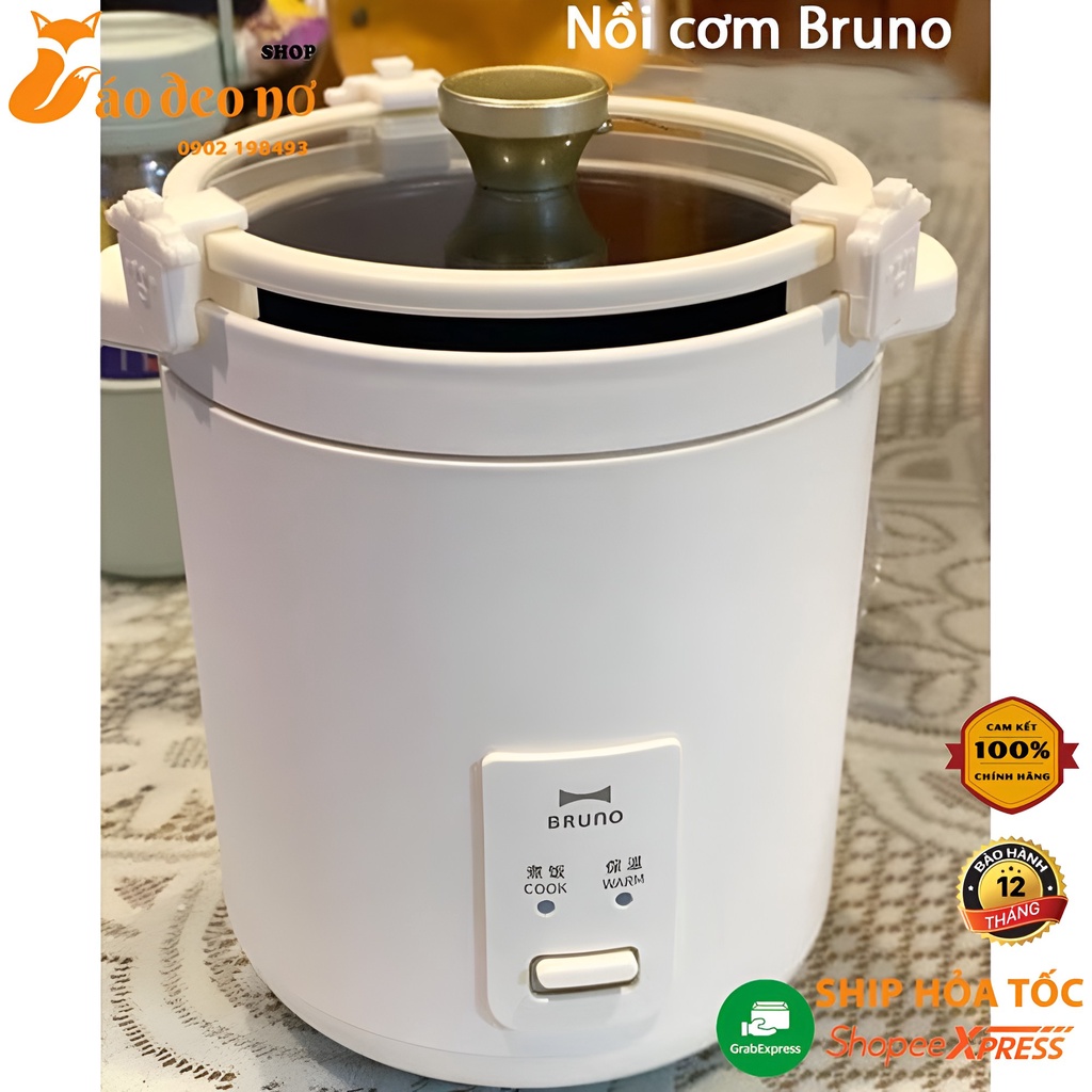 Nồi cơm Bruno Chính hãng 1,2l Cáo đeo nơ - Bảo hành 6 tháng