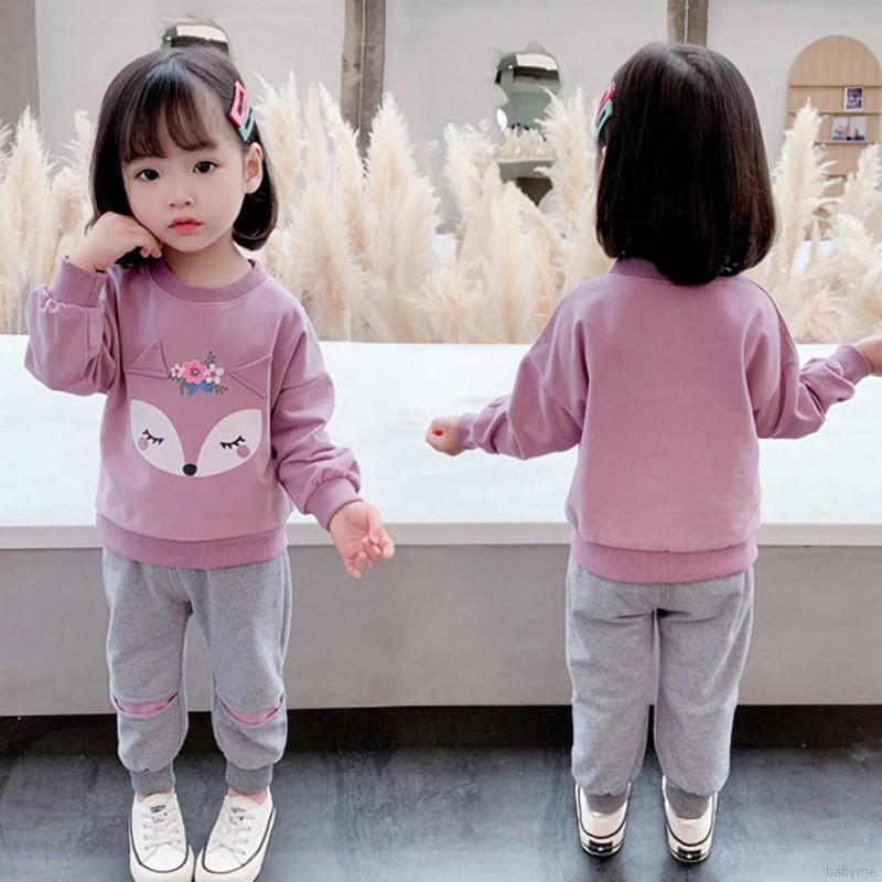 Set Quần Dài Và Áo Tay Dài Hoạt Hình Cho Bé Gái