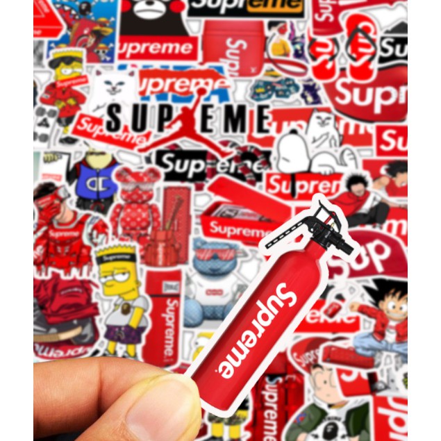 Sticker SUPREME nhựa PVC không thấm nước, dán nón bảo hiểm, laptop, điện thoại, Vali, xe