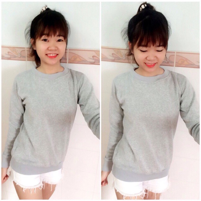 [Ảnh thật] Áo sweater unisex trơn nỉ bông (35-68kg).