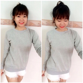 Áo sweater unisex trơn nỉ bông .