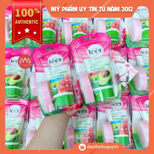 Kem Tẩy Lông Veet Cho Da Nhạy Cảm Hương Nho - Dầu Bơ Kèm Mút Tiện Lợi 150g